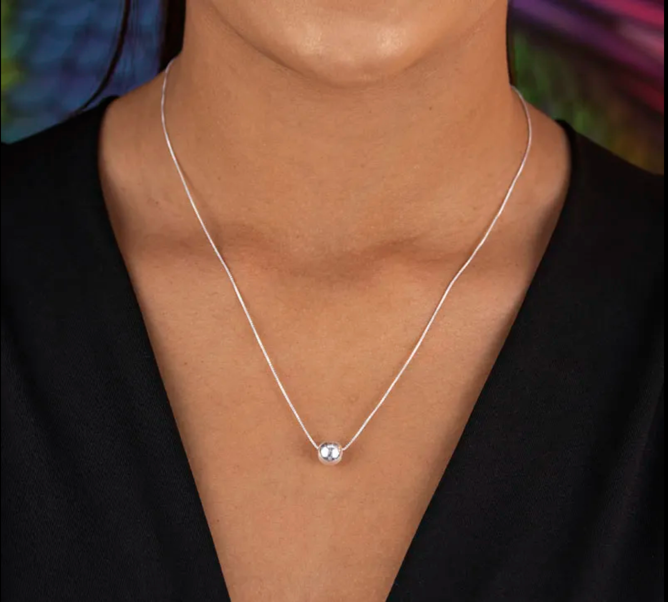 Colar esfera banho de prata