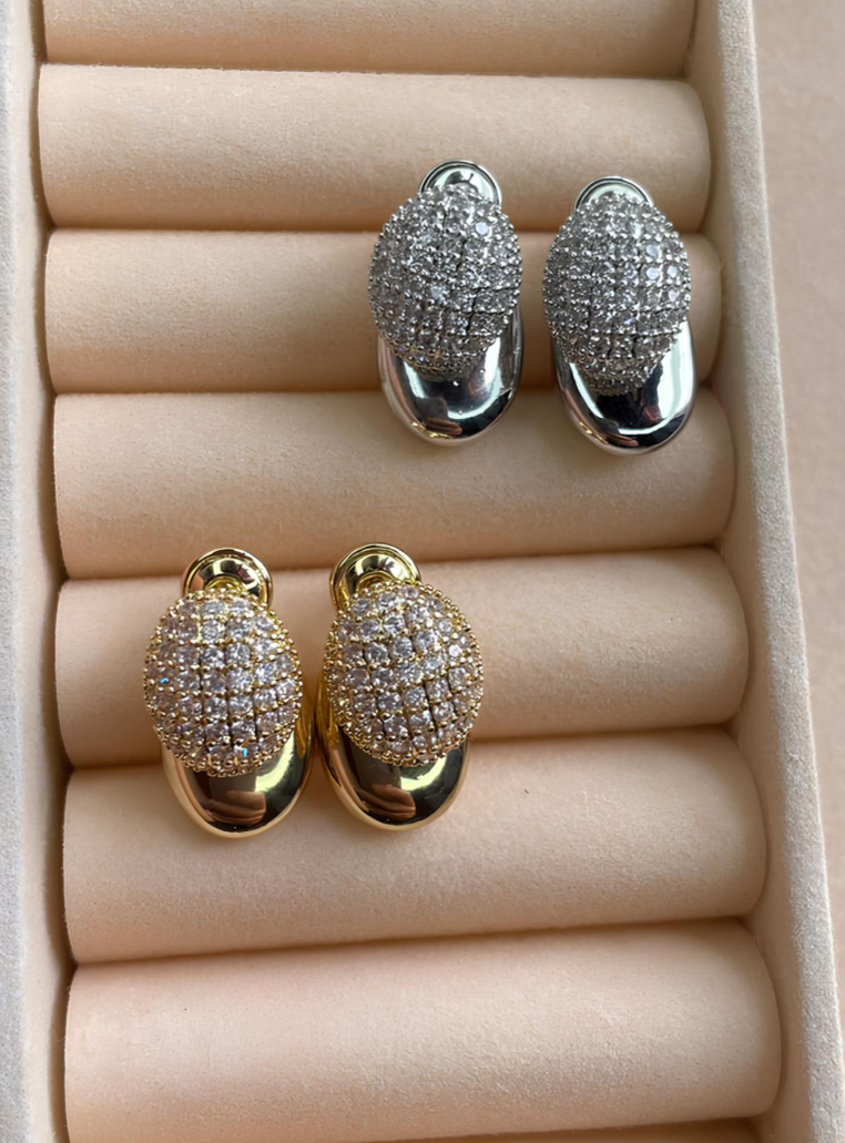 Brinco ear jacket com zircônia