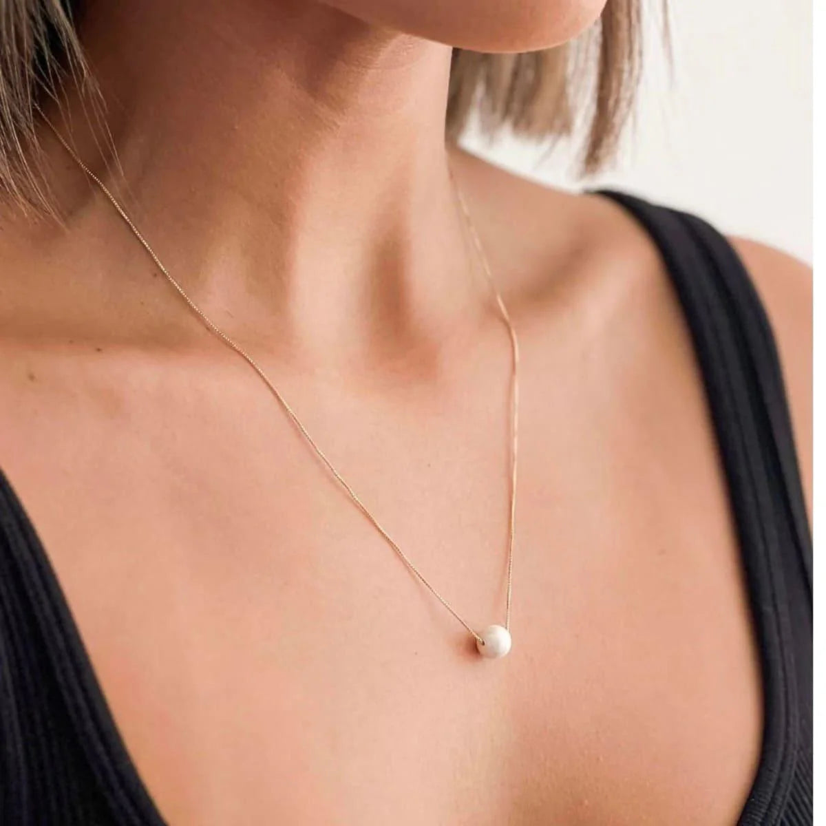 Colar esfera de pérola (45cm + extensor)