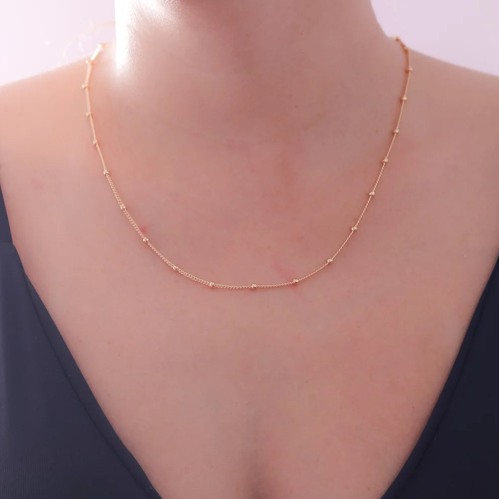 Colar elos com bolinhas (50cm + extensor)